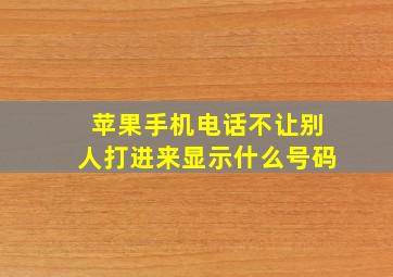 苹果手机电话不让别人打进来显示什么号码