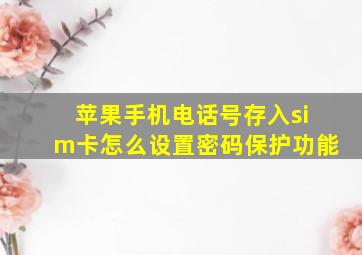 苹果手机电话号存入sim卡怎么设置密码保护功能