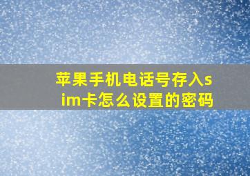 苹果手机电话号存入sim卡怎么设置的密码