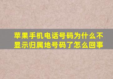 苹果手机电话号码为什么不显示归属地号码了怎么回事