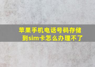 苹果手机电话号码存储到sim卡怎么办理不了