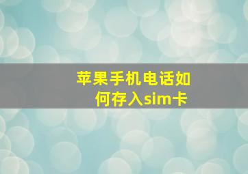 苹果手机电话如何存入sim卡