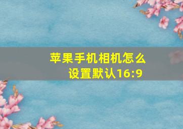 苹果手机相机怎么设置默认16:9