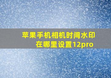 苹果手机相机时间水印在哪里设置12pro