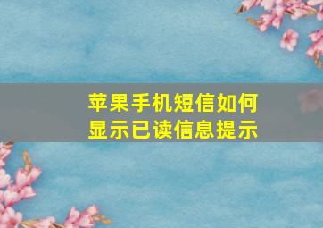 苹果手机短信如何显示已读信息提示