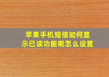 苹果手机短信如何显示已读功能呢怎么设置