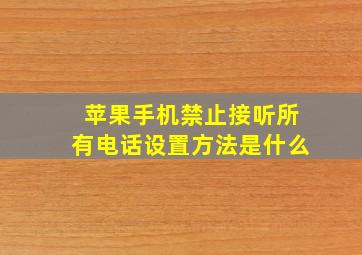 苹果手机禁止接听所有电话设置方法是什么