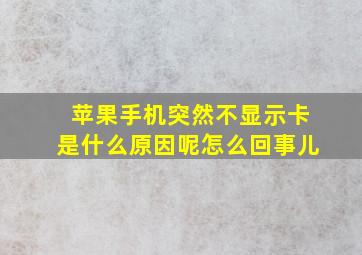 苹果手机突然不显示卡是什么原因呢怎么回事儿