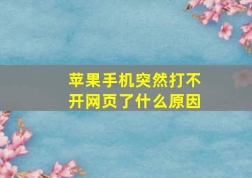 苹果手机突然打不开网页了什么原因