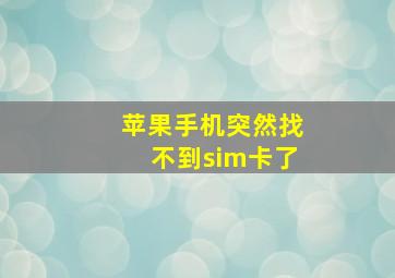 苹果手机突然找不到sim卡了