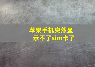 苹果手机突然显示不了sim卡了