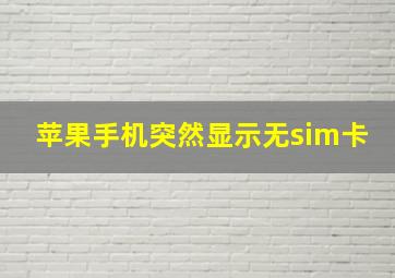 苹果手机突然显示无sim卡