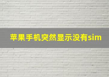 苹果手机突然显示没有sim