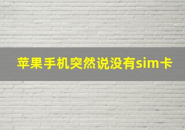 苹果手机突然说没有sim卡