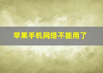 苹果手机网络不能用了