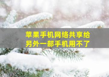 苹果手机网络共享给另外一部手机用不了