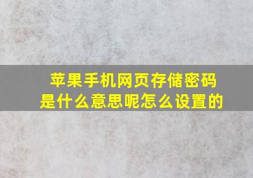 苹果手机网页存储密码是什么意思呢怎么设置的