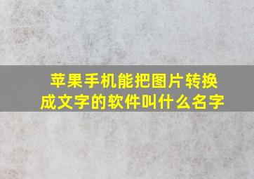 苹果手机能把图片转换成文字的软件叫什么名字