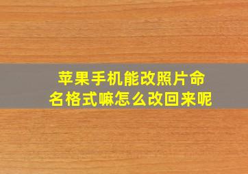 苹果手机能改照片命名格式嘛怎么改回来呢