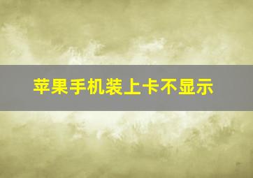 苹果手机装上卡不显示