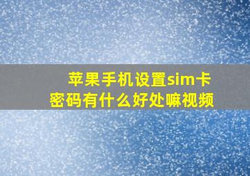 苹果手机设置sim卡密码有什么好处嘛视频