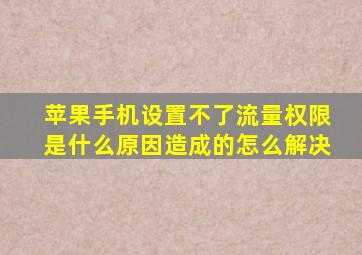 苹果手机设置不了流量权限是什么原因造成的怎么解决