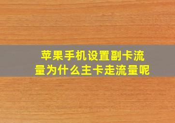 苹果手机设置副卡流量为什么主卡走流量呢