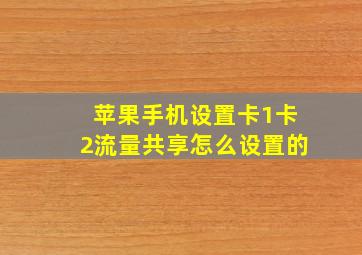 苹果手机设置卡1卡2流量共享怎么设置的