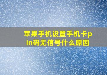 苹果手机设置手机卡pin码无信号什么原因