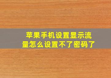 苹果手机设置显示流量怎么设置不了密码了