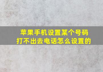 苹果手机设置某个号码打不出去电话怎么设置的