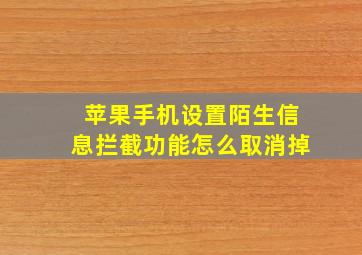 苹果手机设置陌生信息拦截功能怎么取消掉