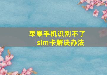 苹果手机识别不了sim卡解决办法