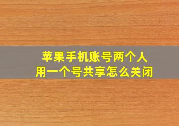 苹果手机账号两个人用一个号共享怎么关闭