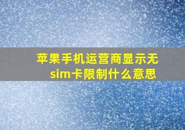 苹果手机运营商显示无sim卡限制什么意思