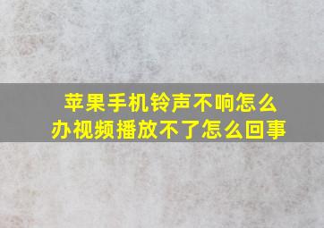 苹果手机铃声不响怎么办视频播放不了怎么回事