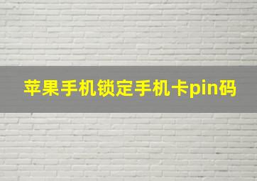 苹果手机锁定手机卡pin码