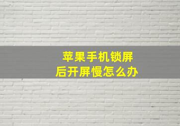 苹果手机锁屏后开屏慢怎么办