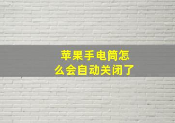 苹果手电筒怎么会自动关闭了