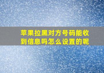 苹果拉黑对方号码能收到信息吗怎么设置的呢