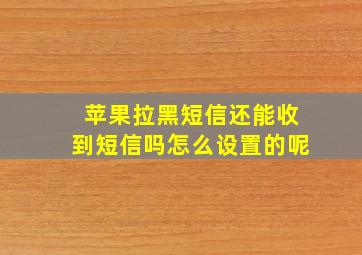 苹果拉黑短信还能收到短信吗怎么设置的呢