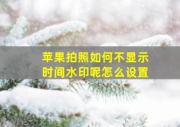 苹果拍照如何不显示时间水印呢怎么设置