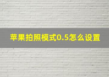 苹果拍照模式0.5怎么设置