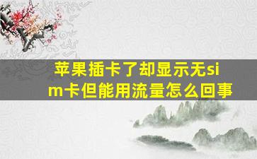 苹果插卡了却显示无sim卡但能用流量怎么回事