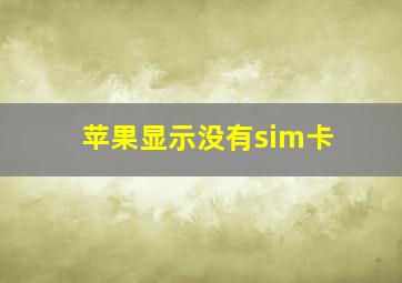 苹果显示没有sim卡