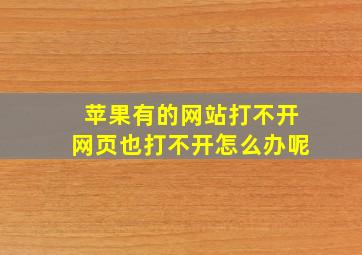 苹果有的网站打不开网页也打不开怎么办呢