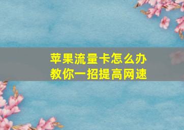 苹果流量卡怎么办教你一招提高网速