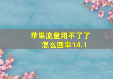 苹果流量用不了了怎么回事14.1