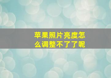 苹果照片亮度怎么调整不了了呢