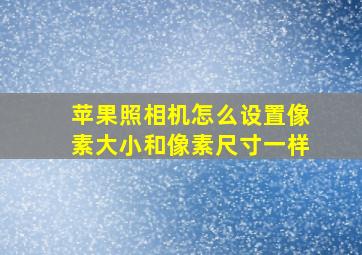 苹果照相机怎么设置像素大小和像素尺寸一样